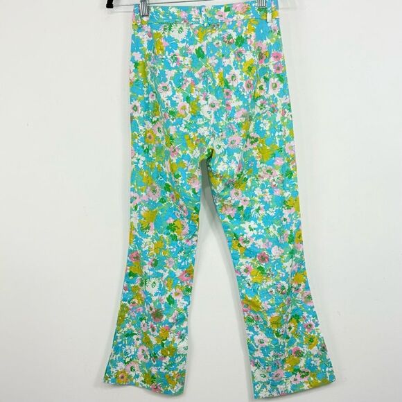Zara Colorful Floral Retro Inspired Linen Blend High Rise Cropped Ankle Pants - Picture 8 of 16